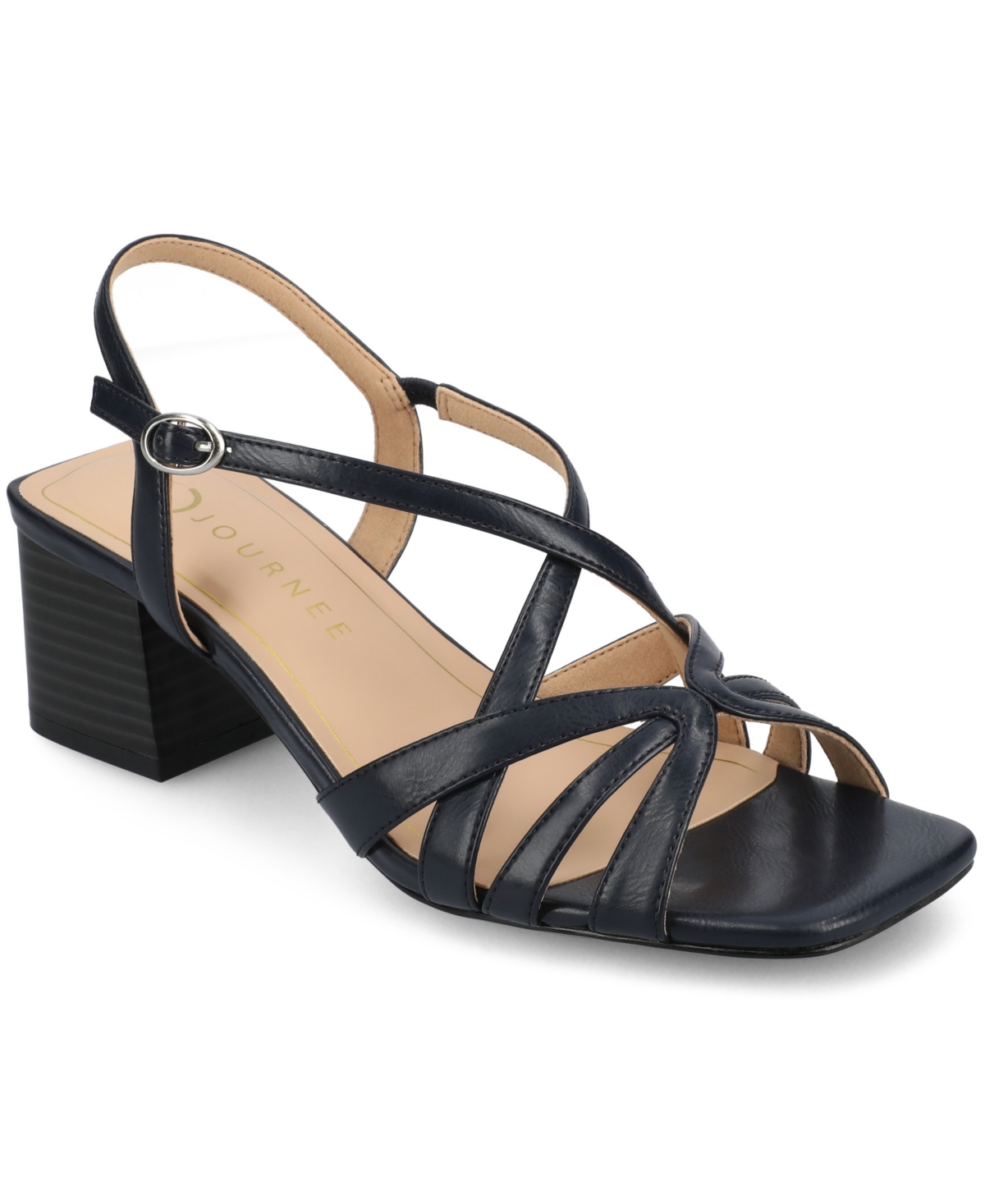 Shop Journee Collection Women's Shyla Block Heel Dress Sandals In Navy