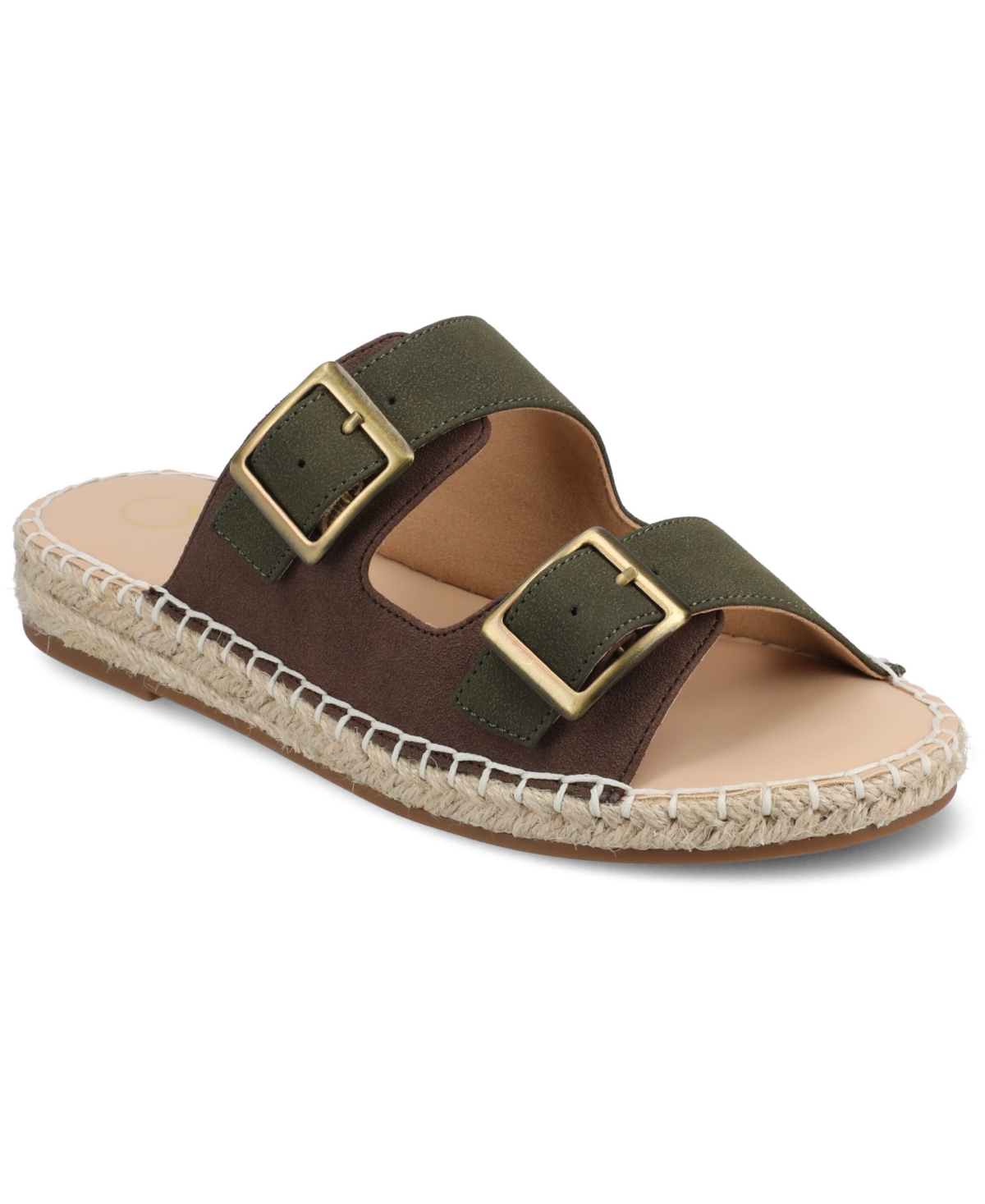 Journee Collection Women's Tresah Double Strap Espadrille Sandals In Olive