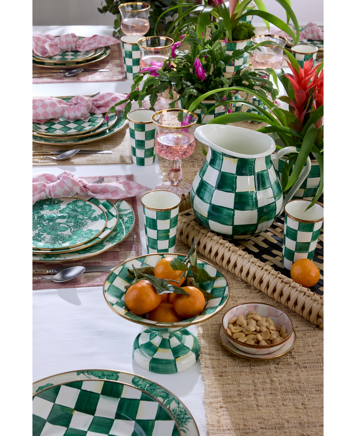 Mackenzie-childs Emerald Check Small Compote