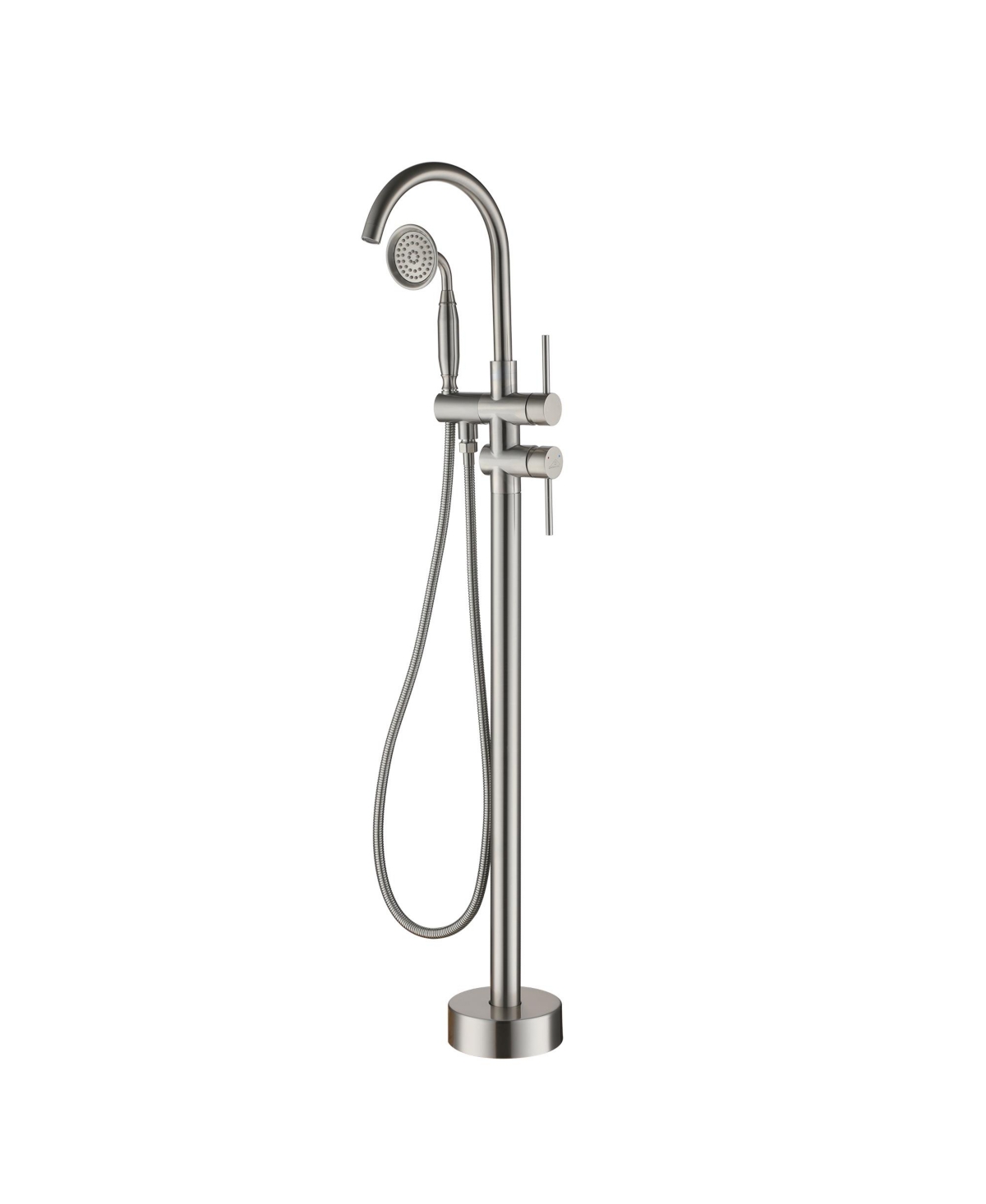 Freestanding Bathtub Faucet Floor Mount Tub Filler Faucet with Handheld Shower Dual Handle Bathtub Faucet Set with Stainless Steel Water Supply Pipe,
