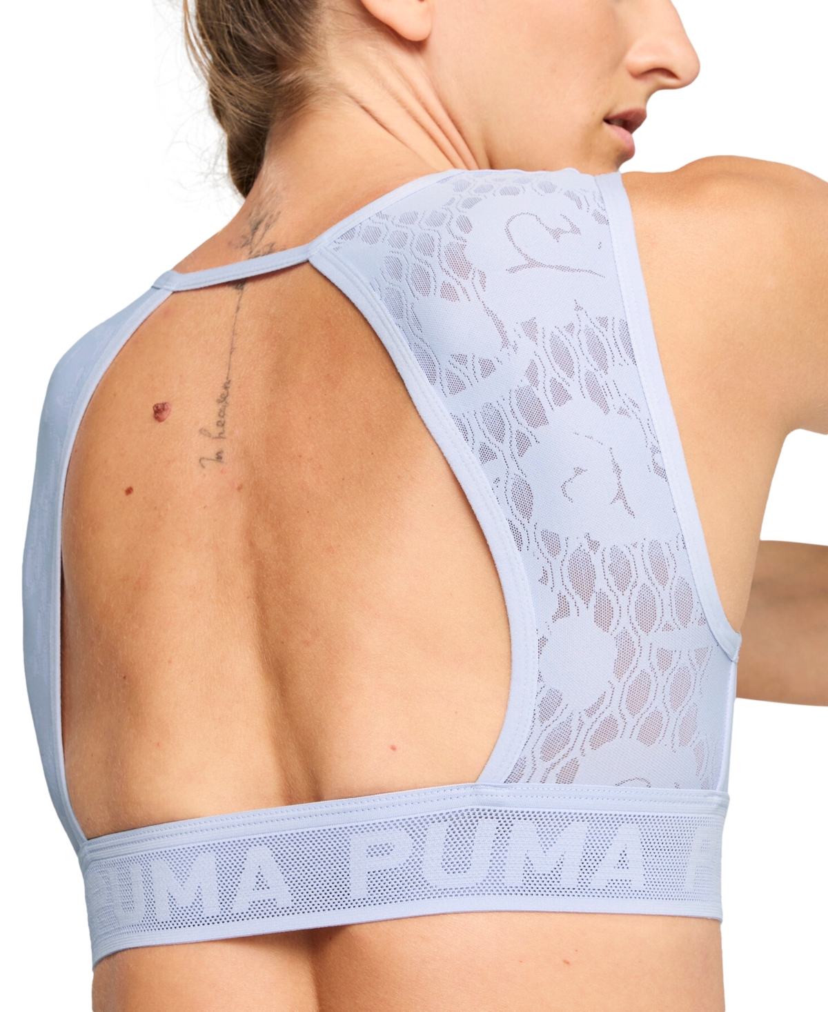 Puma Women's Move Lace Mesh Mid-impact Sports Bra In Cool Weather