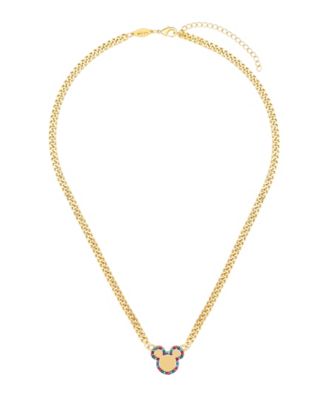 Multi Color Crystal Mickey Mouse Curb Necklace and Hoop Earring Set