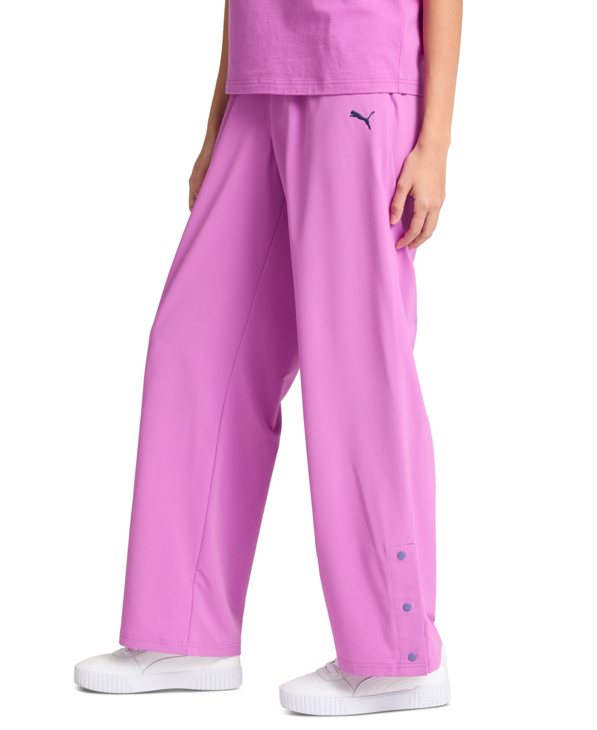 Puma Women's Essential Water-repellent Ripstop Straight Pants In Wild Berry,blue Crystal