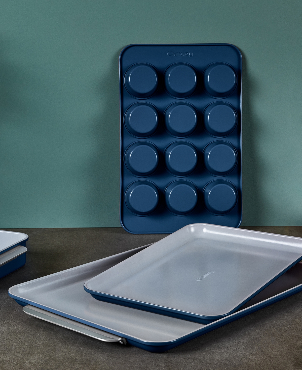 Shop Caraway Nonstick Ceramic 2-piece Baking Sheet Duo In Navy