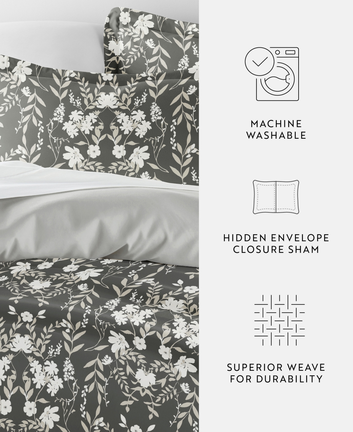 Ienjoy Home Utra Soft Reversible 3-pc. Duvet Cover Set, Full/queen In Gray