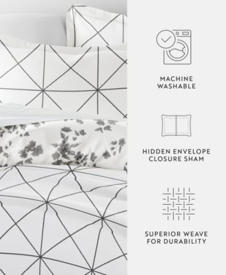 Ultra Soft Edgy Flowers 3-Pc. Reversible Duvet Cover Set, Full/Queen