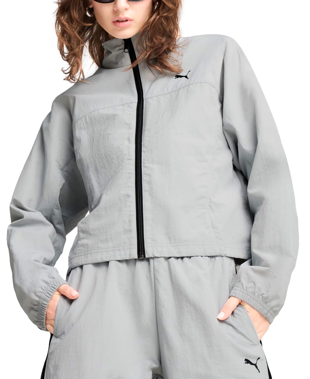 Puma Dare To Women's Oversized Full-zip Woven Jacket In Flat Light Gray