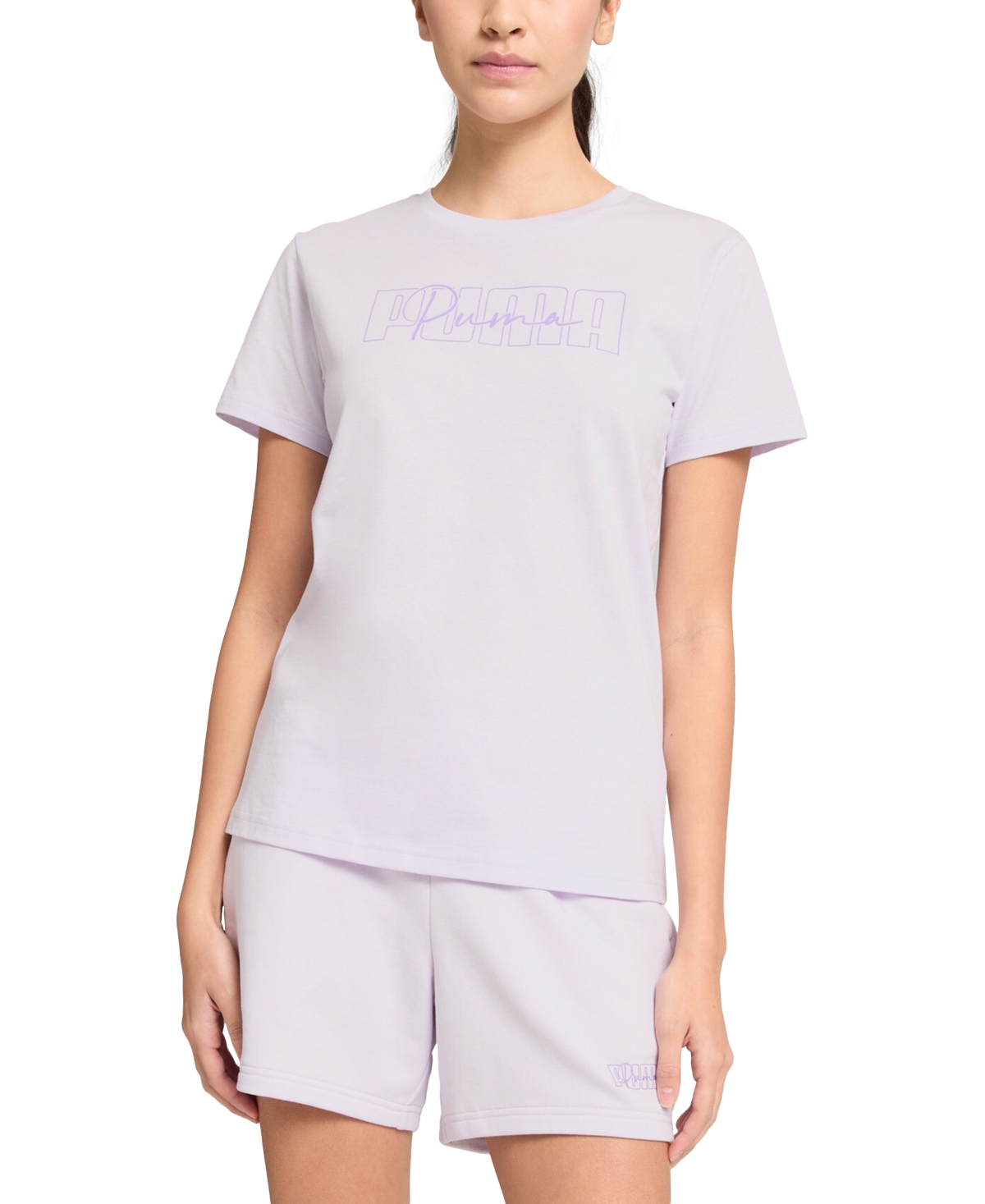 Puma Women's Essential Cotton Admire Script-logo T-shirt In Wild Berry