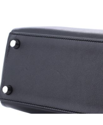 Pre-Owned Hermes Kelly 25 Handbag Black Swift with Palladium Hardware