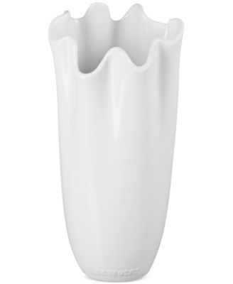 Stoneware Iris Collection Ruffle Vase, 12"H