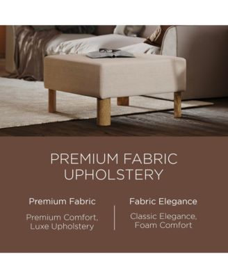 Lena Contemporary Upholstered Ottoman w/ Refined Natural Wood Finish