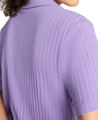 Women's Wardrobe Essential Short-Sleeve Pointelle Shirt