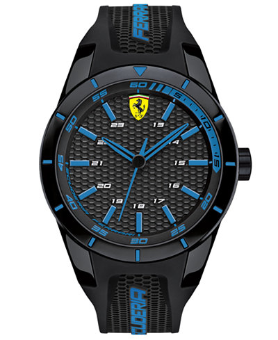 Scuderia Ferrari Men's RedRev Black Silicone Strap Watch 44mm 830247