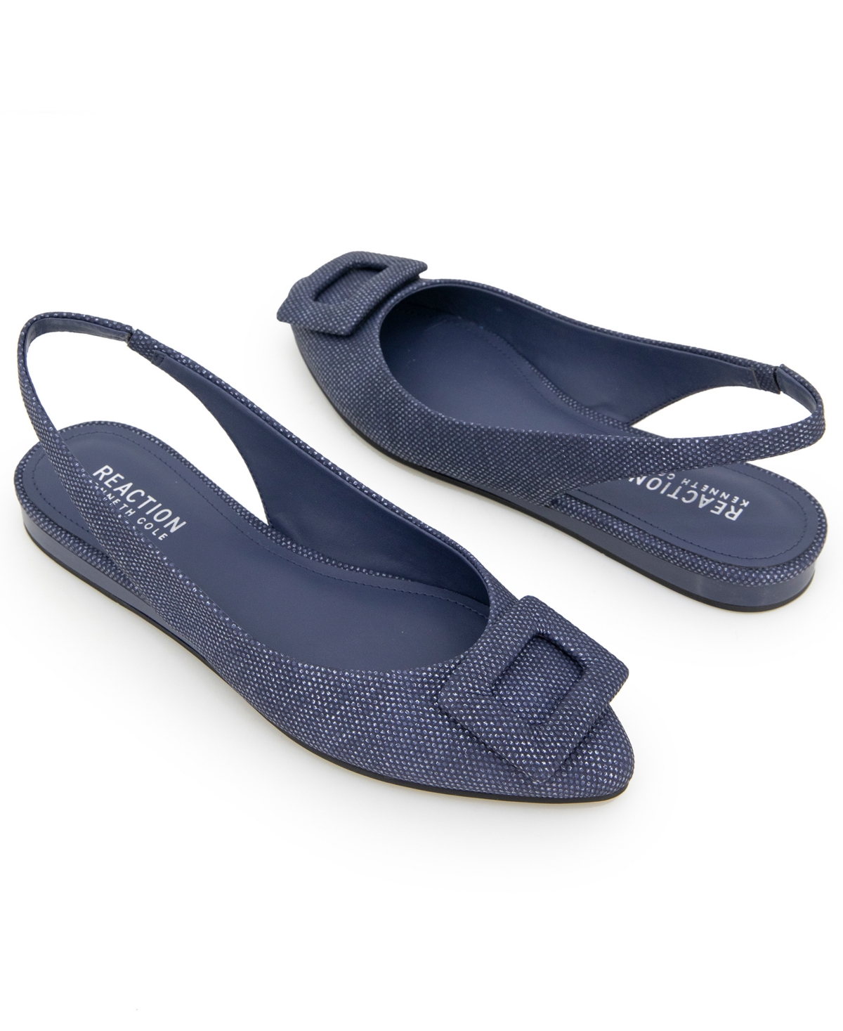 Kenneth Cole Reaction Womens's Linton Buckle Wedge Flats In Denim Weave