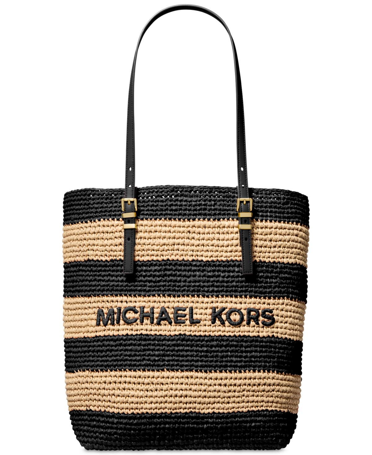 Michael Kors Michael  Quinn Large North South Woven Tote In Black