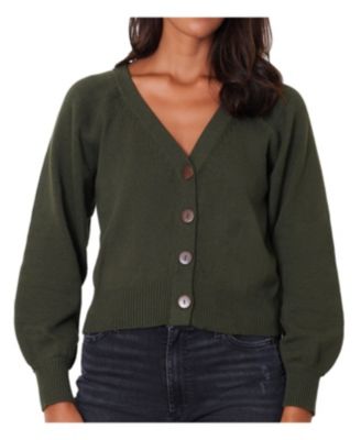 Women s Cotton Greta Cardigan in Forest Green