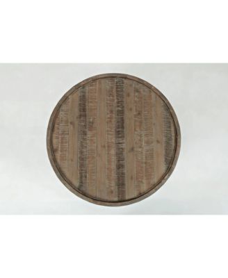 Conundrum Modern Distressed Solid Acacia Coffee Table, Wire Brush Grey Wash