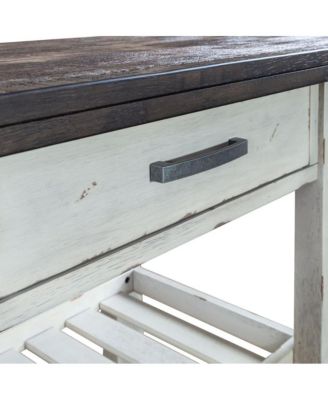 Farmhouse Server in Two Tone White w/ Wood Tone Top