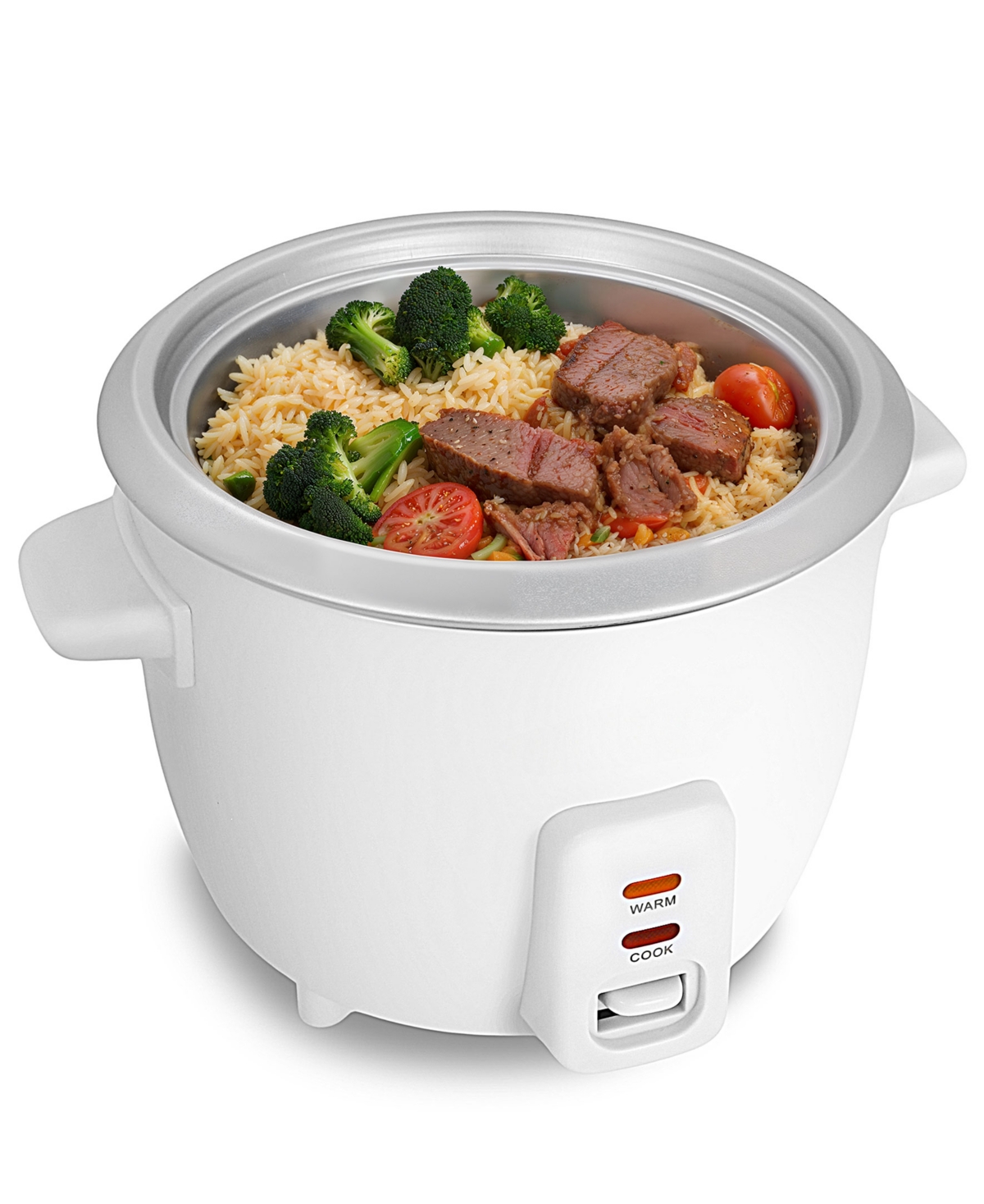 Elite Cuisine 6 Cup Rice Cooker With Glass Lid In White
