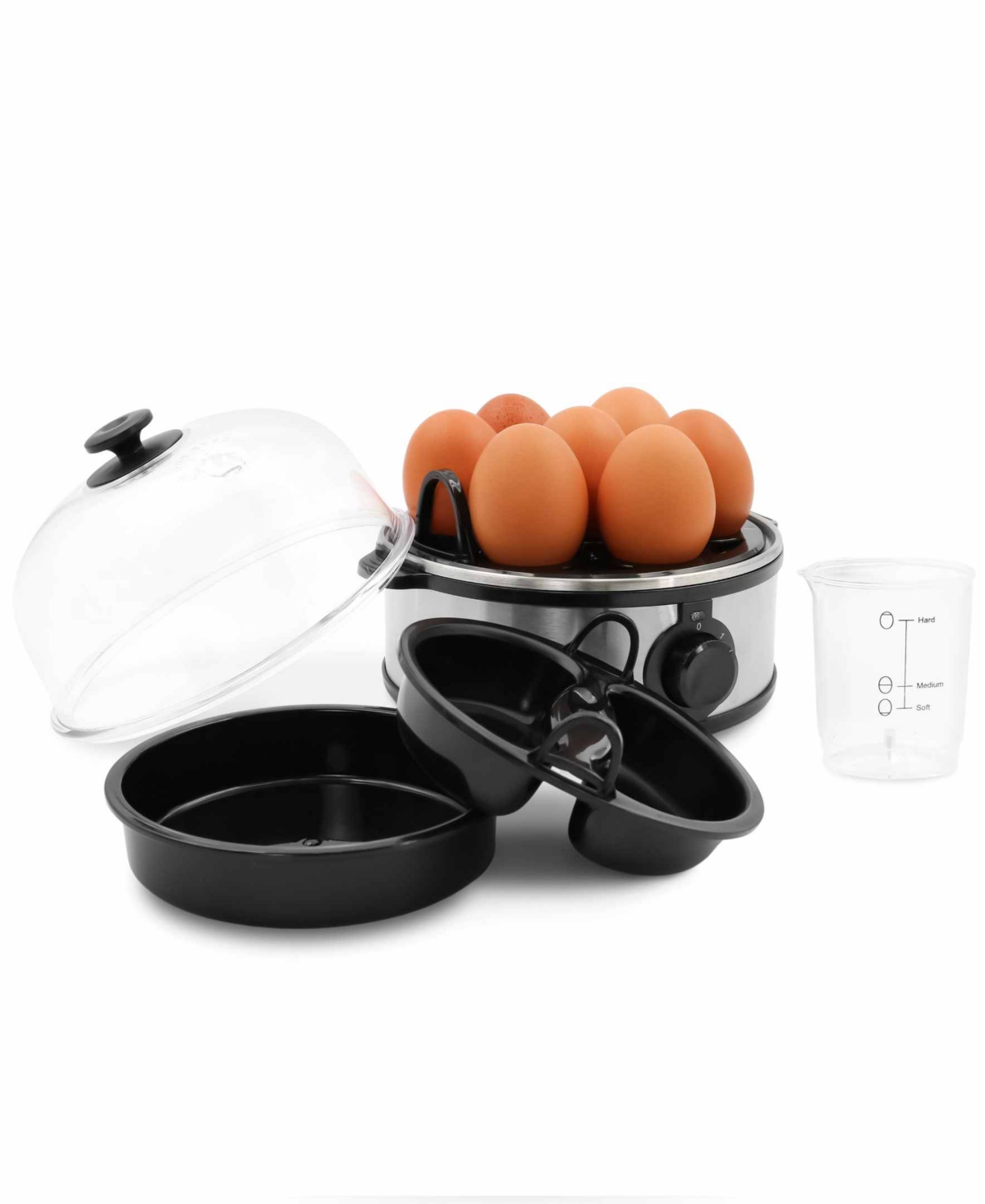Elite Cuisine Stainless Steel Automatic Egg Cooker In Stainless-steel,black