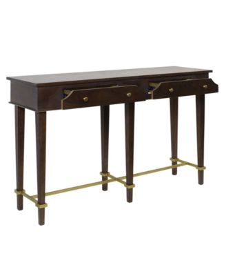 16" Wood Albert Transitional Two Drawer Console Table