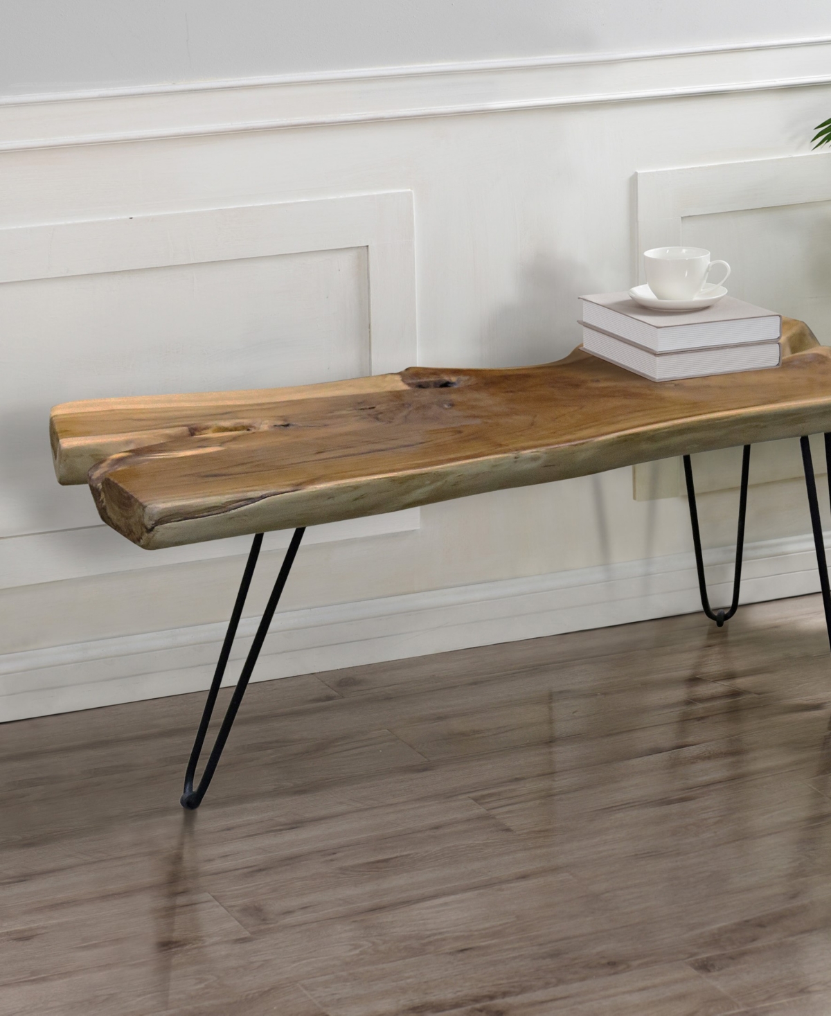 Stylecraft Home Collection 39.5" Iron Baron Contemporary Live Edge Paperclip Leg Coffee Table In Natural