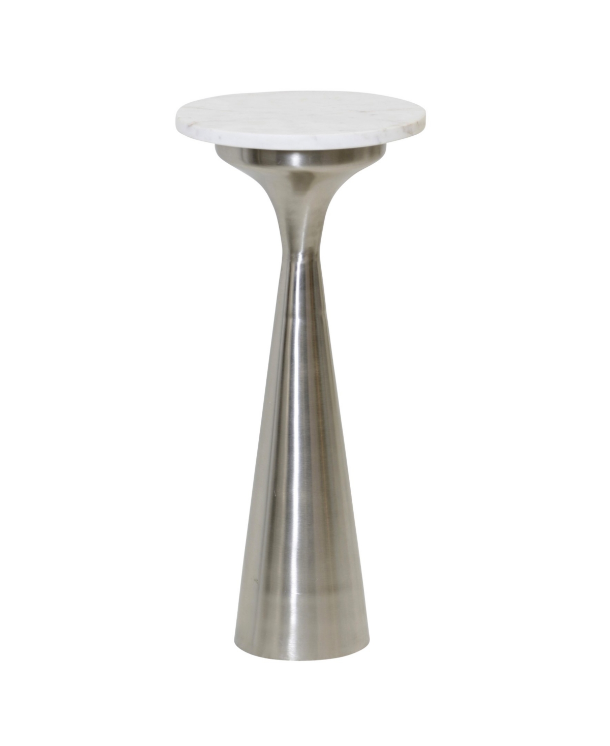 Stylecraft Home Collection 10" Iron Round Transitional Marble Top Drink Table In Nickel