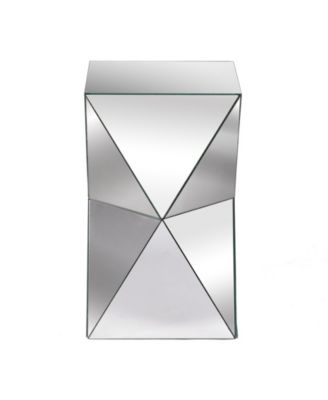 12.4" Glass Contemporary Harlequin Mirrored Pedestal Table