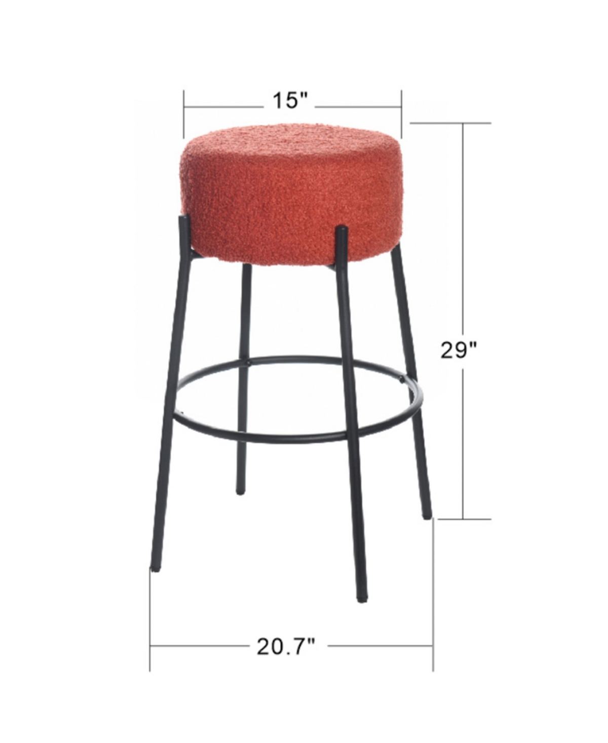 Shop Stylecraft Home Collection 29" Soloist Boucle Upholstered Minimalist Bar Stool In Tangerine