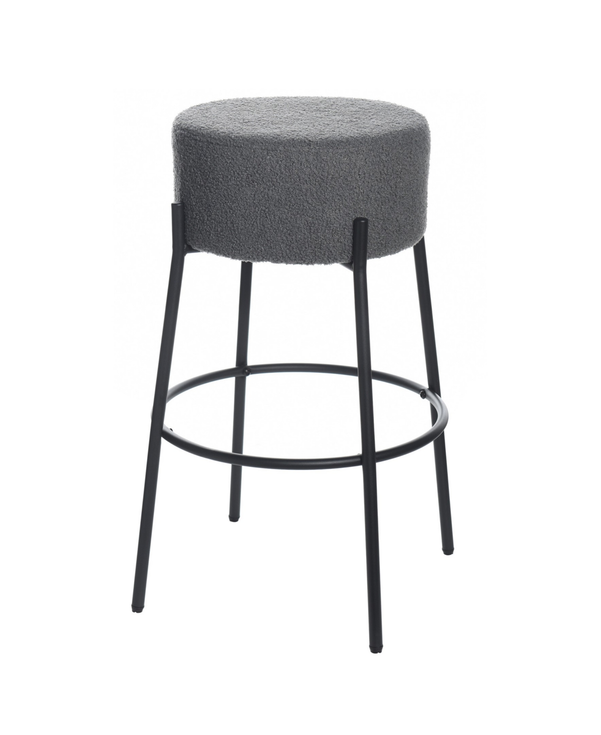 Stylecraft Home Collection 29" Soloist Boucle Upholstered Minimalist Bar Stool In Slate Gray