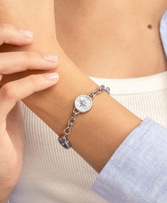 Signature Charms Silver Tone Bracelet