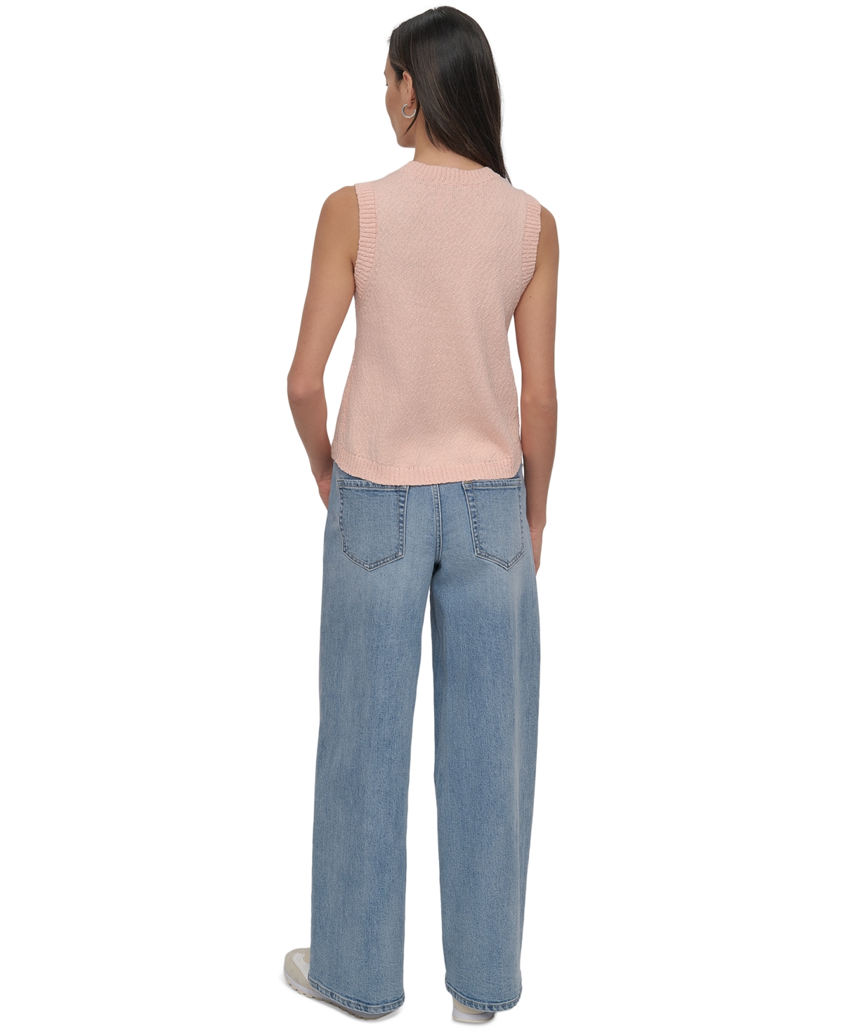 DKNY JEANS WOMEN'S COTTON BOUCLE SLEEVELESS SWEATER 