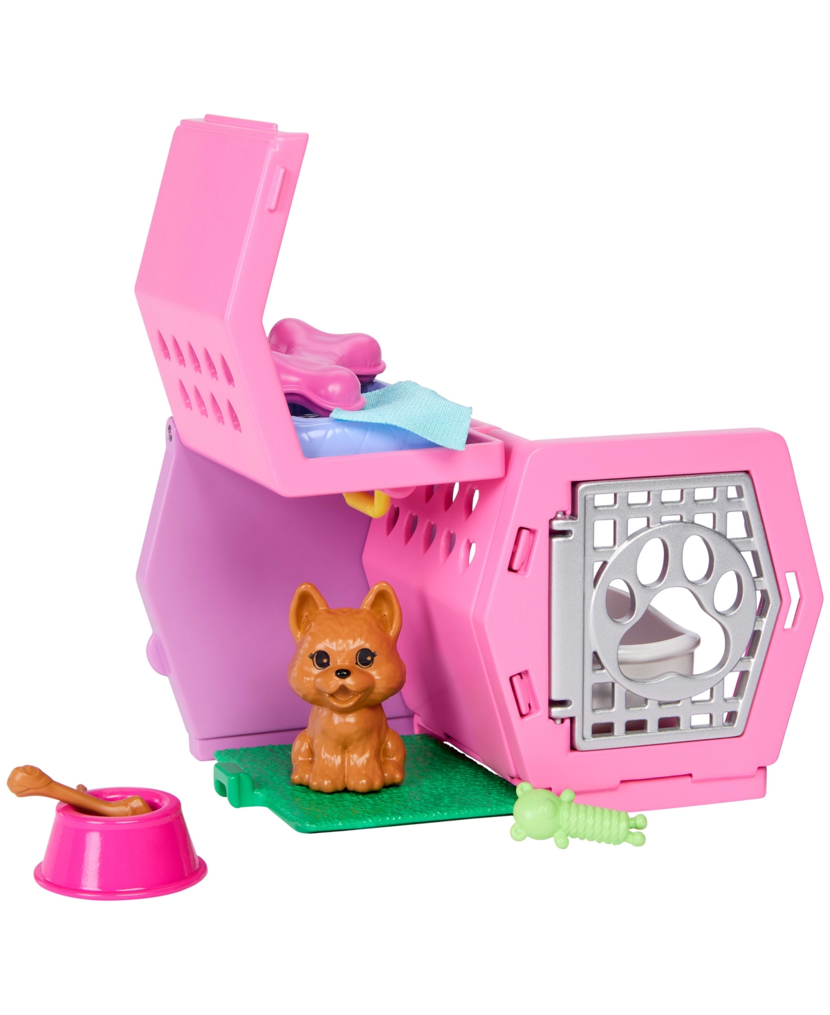 BARBIE CHELSEA PUPPY CARRIER PLAYSET, SMALL DOLL AND DOG CARRIER WITH PUPPY ACCESSORIES 