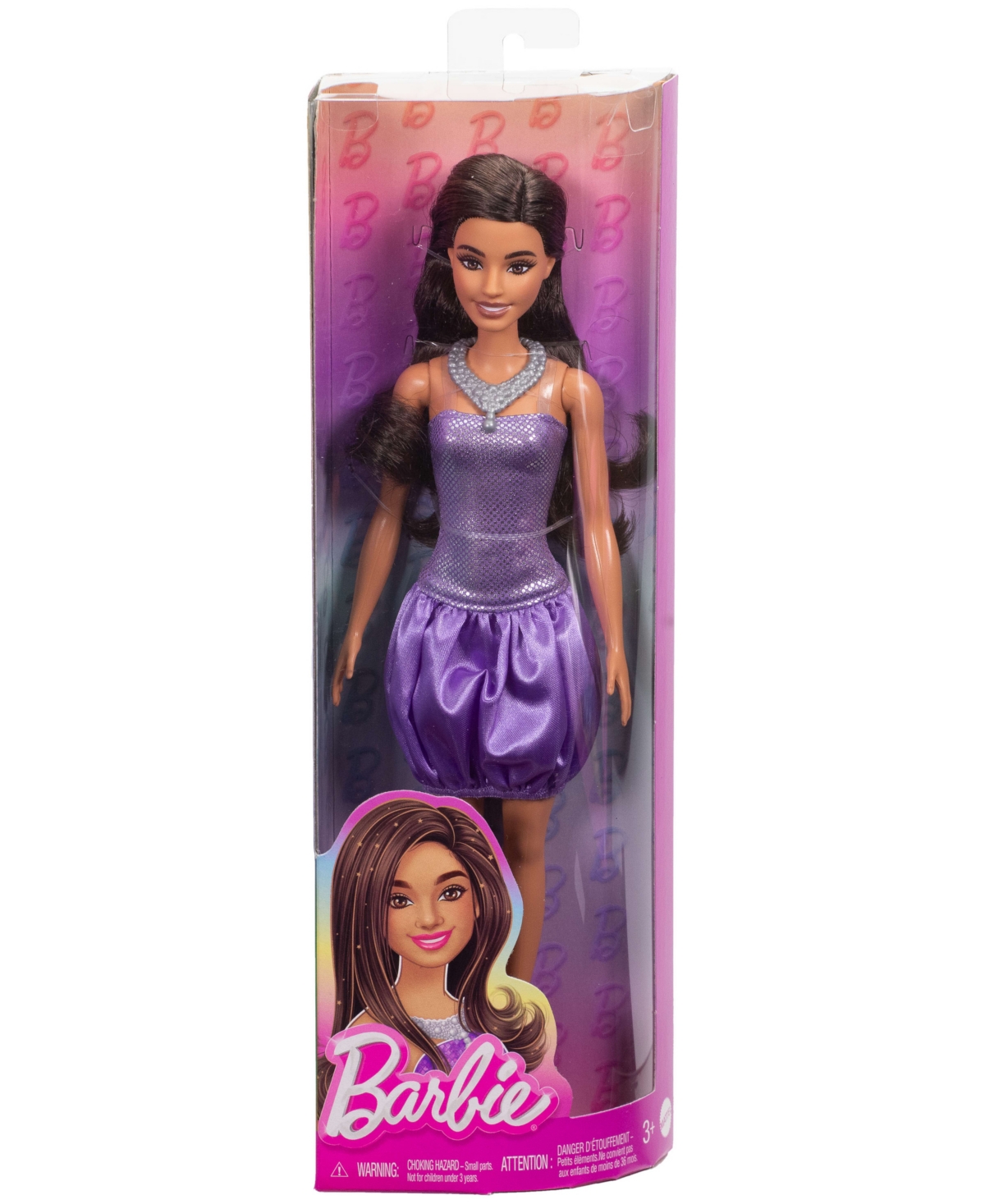 Shop Barbie Fashionistas Doll 234 In Sequined Purple Dress And Silvery Accessories, Brown Hair In Multi-color