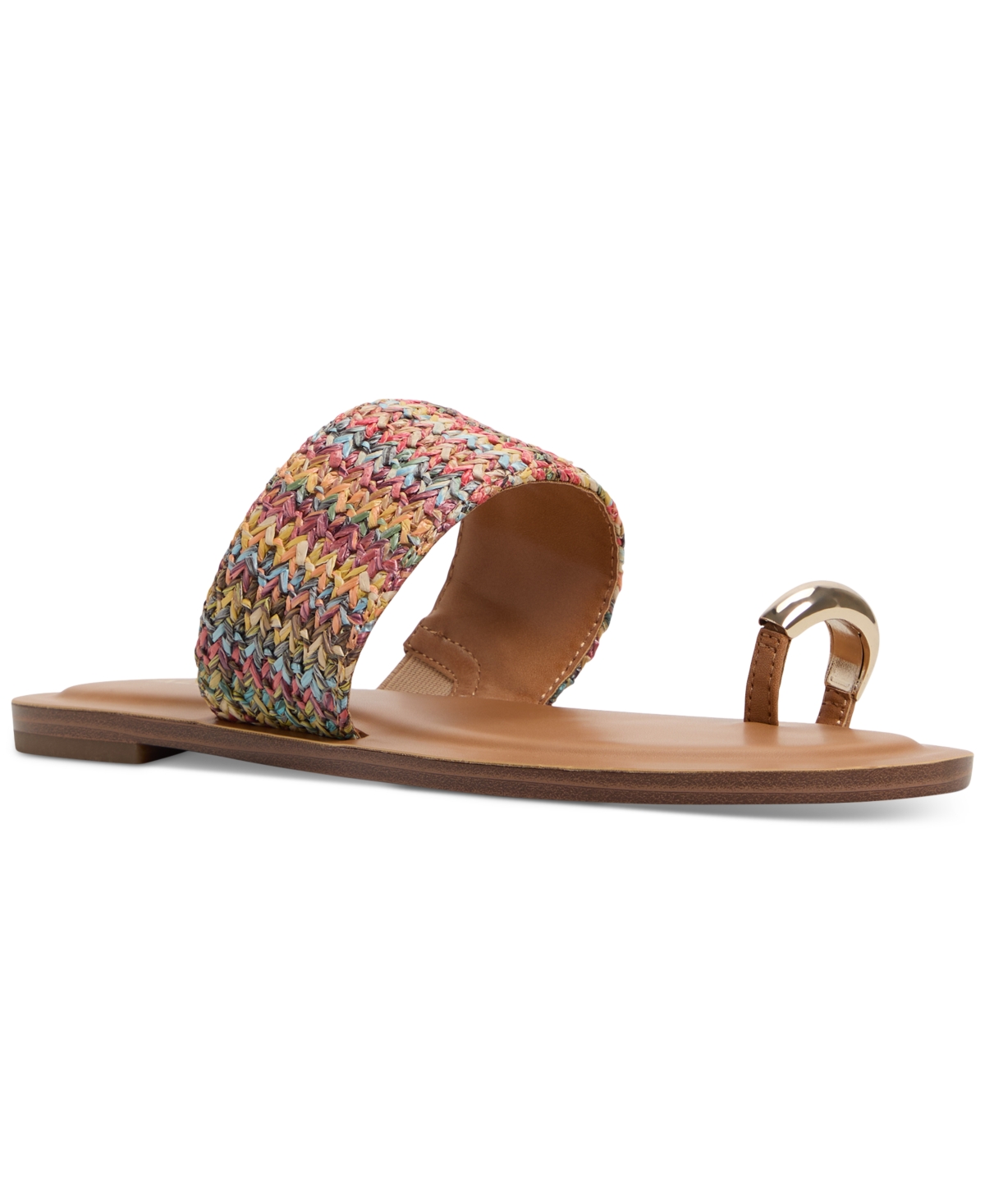 Shop Aldo Women's Beachwalk Toe Loop Flat Sandals In Raffia Multi