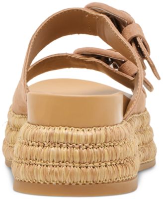 Women's Witny Double-Buckle Raffia Platform Footbed Sandals