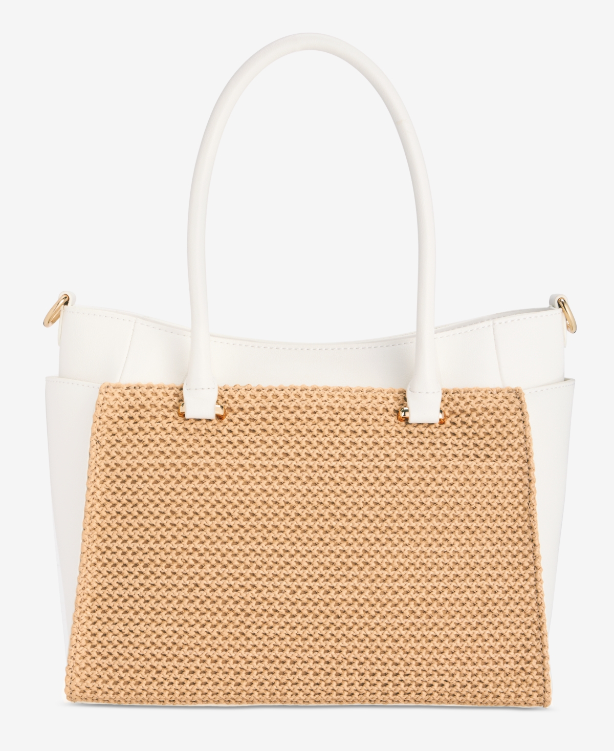 Inc International Concepts Caitii Medium Straw Satchel, Exclusively At Macy's In Straw,vanilla