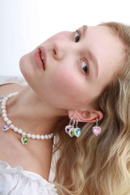 Earrings with Blue Heart Pendant 1.3&iquest;