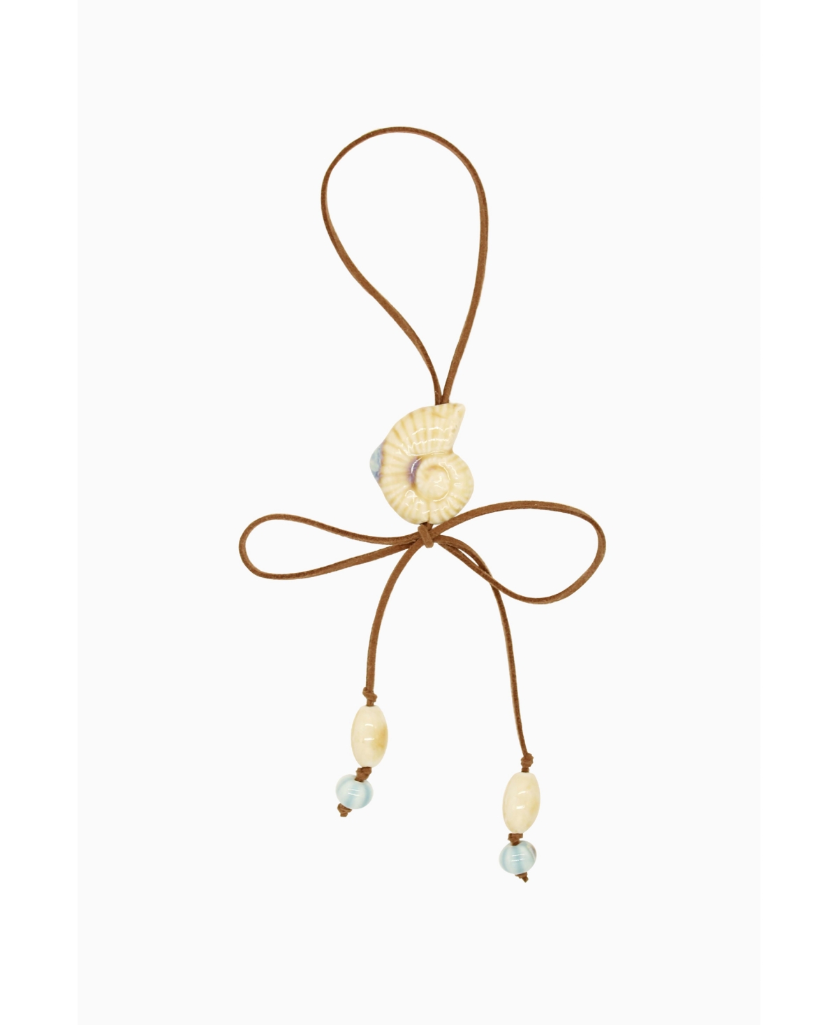Seashell Tie Suede Necklace Brown - Brown