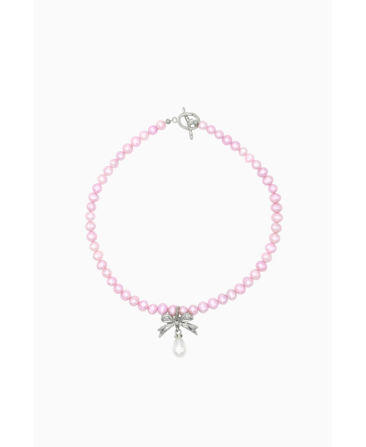 Bow Pink Pearls Necklace - Pink