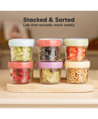 6pk Prep Baby Food Storage Containers, 4 oz Leak-Proof, BPA Free Glass Baby Food Jars for Feeding