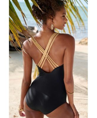 Women's Strappy Tummy Control One Piece Swimsuit