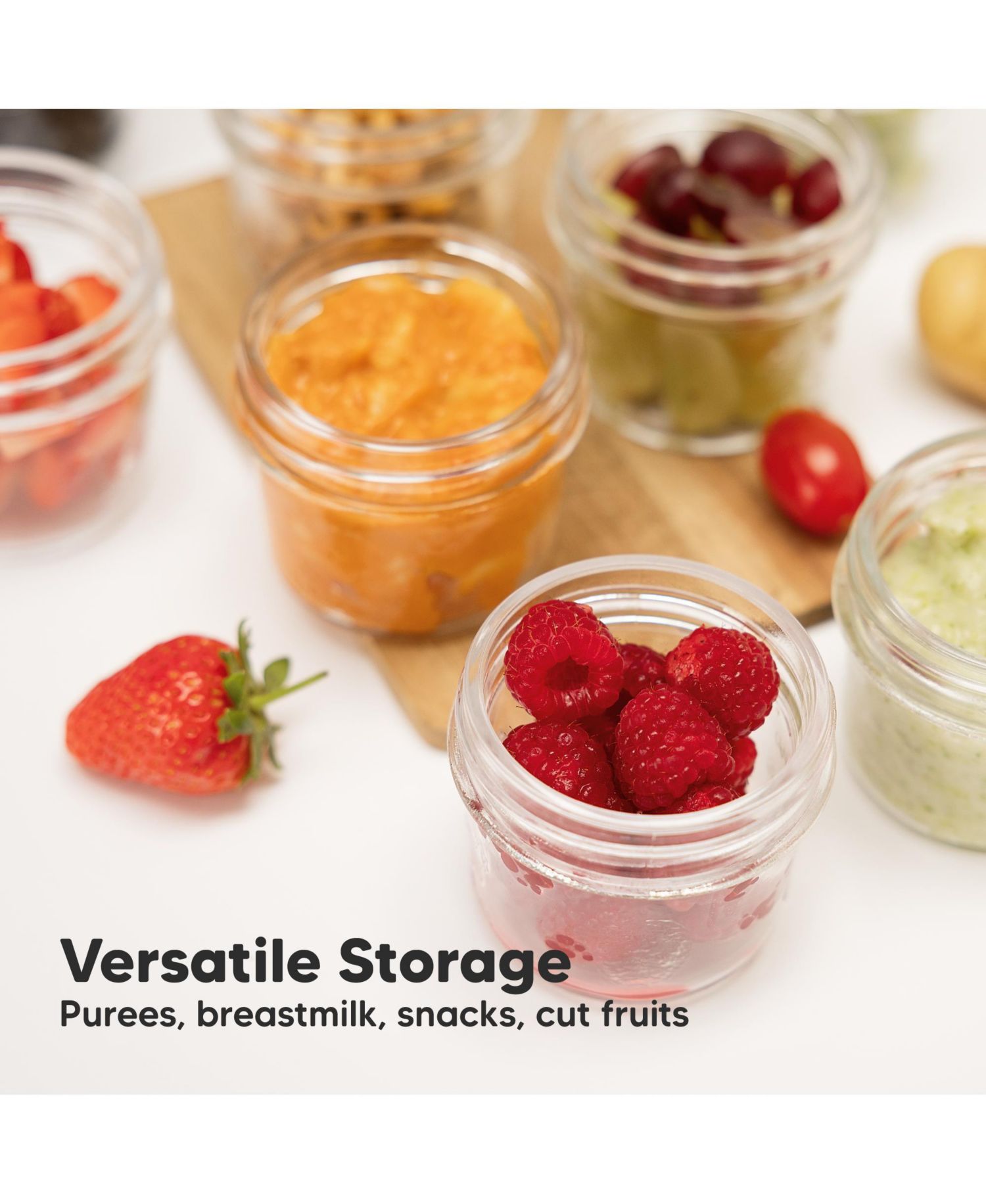 6pk Prep Baby Food Storage Containers, 4 oz Leak-Proof, BPA Free Glass Baby Food Jars for Feeding