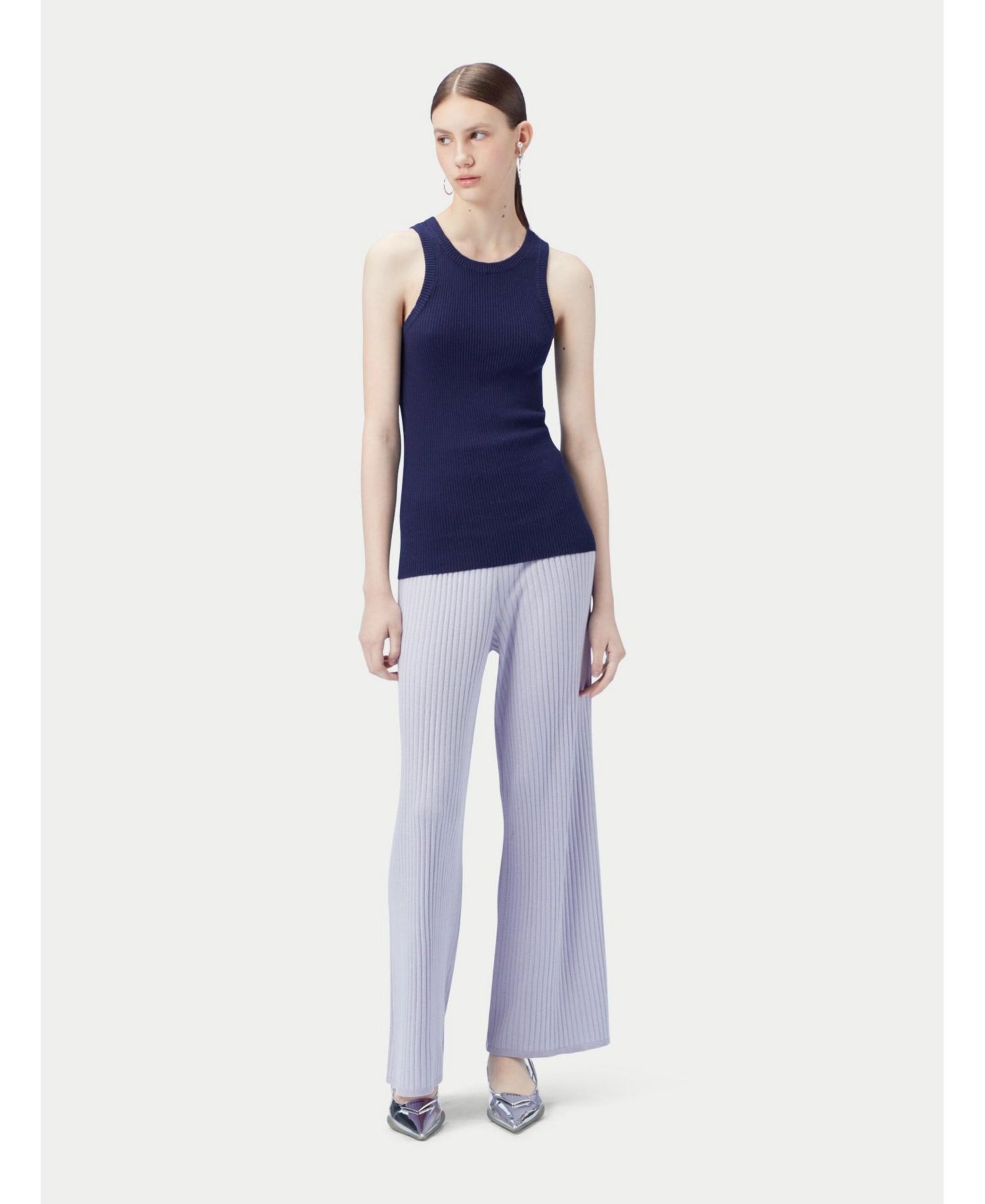 Women's 100% Ribbed Cotton Silk Cashmere Blend Tank Top