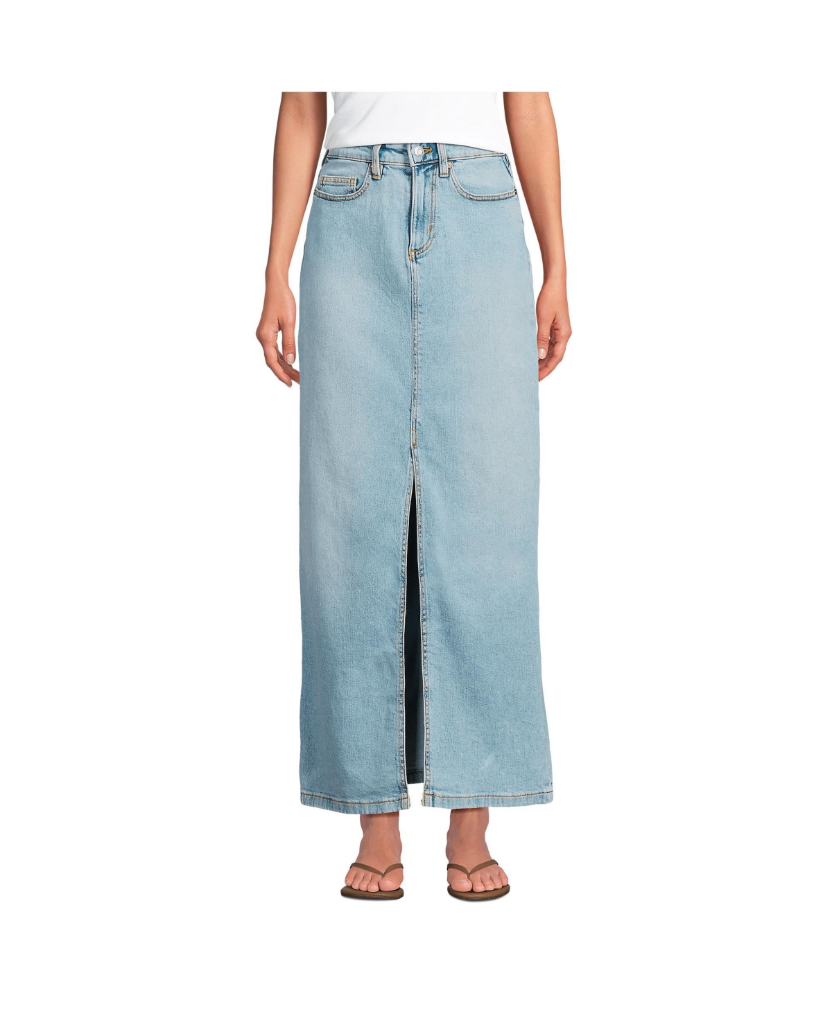 Women's Soft Denim Maxi Skirt - Indigo tide blue