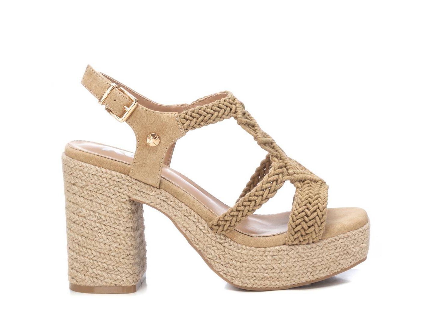 Женские сандалии XTI Heeled Jute Platform, цвет: Бежевый — фото 2
