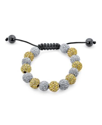 Silver Gold Two Tone Strand Bracelet with 10MM Pave Crystal Disco Ball