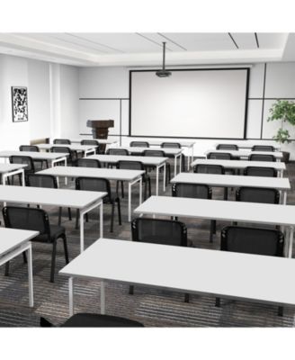 Set of 5 Stackable Conference Chairs with Mesh Back Comfortable and Space-Saving Seating for Meetings