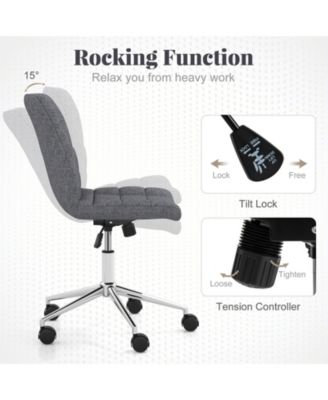 Teddy Fleece Armless Office Chair for Home or Desk Use, Soft and Cozy Seating