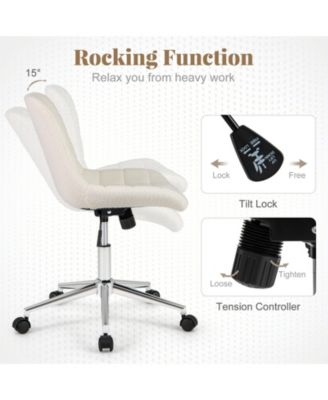 Teddy Fleece Armless Office Chair for Home or Desk Use, Soft and Cozy Seating